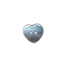 6 Boutons coeur nacre 15mm cyan