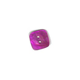 6 boutons carrés nacre 15mm fushia