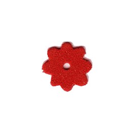 5 Fleurs en daim 28mm rouge