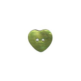 6 Boutons coeur nacre 15mm olive