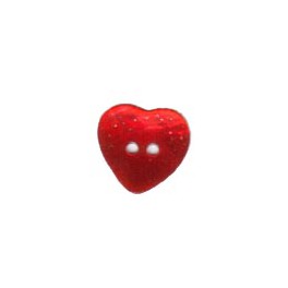 6 Boutons coeur nacre 15mm rouge