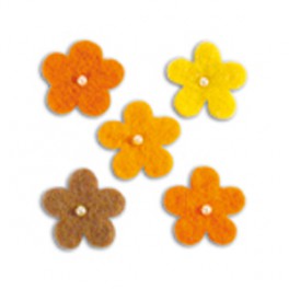 Fleurs en laine assortiment jaune