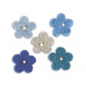 Fleurs en laine assortiment bleu