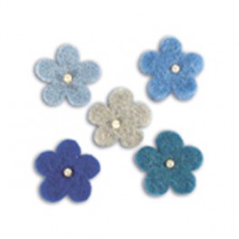 Fleurs en laine assortiment bleu