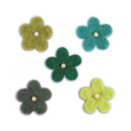 Fleurs en laine assortiment vert