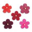 Fleurs en laine assortiment rouge